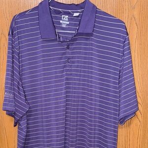 Cutter & Buck Purple Polo Shirt Classic Stripes